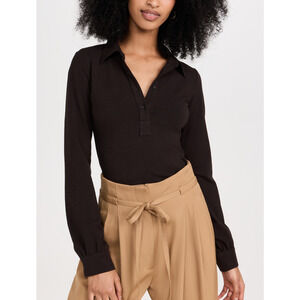 Sablyn 'Rebecca' Black Button Long Sleeve Henley Shirt Size M